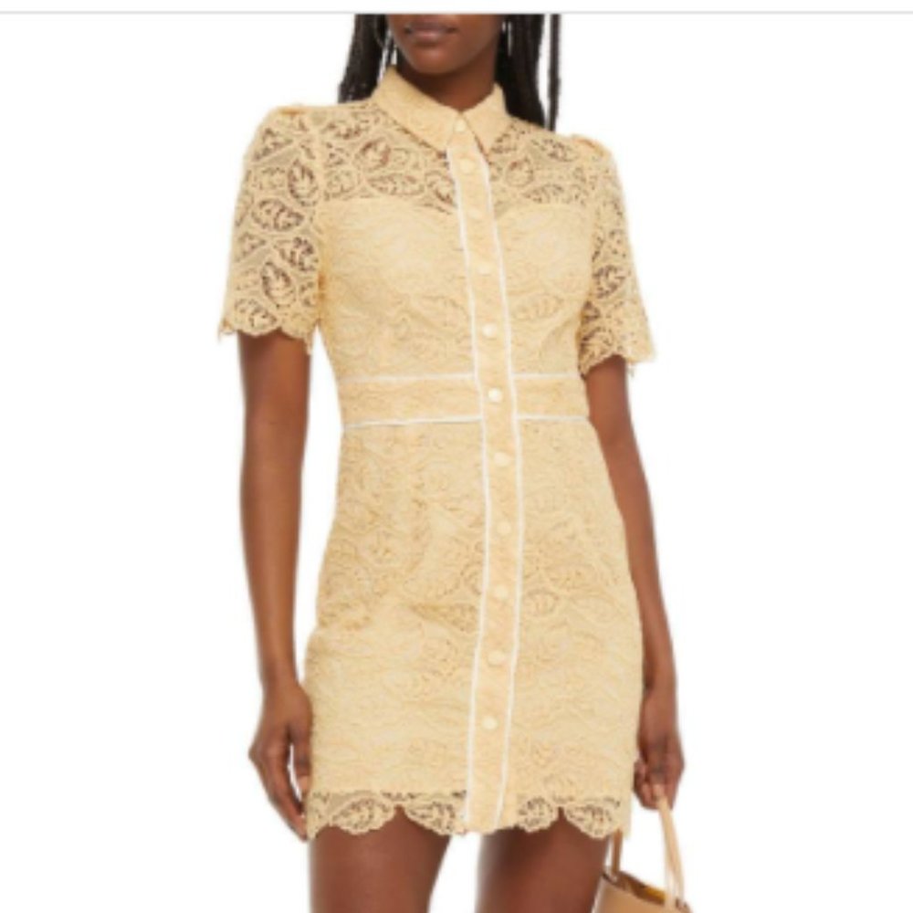 NWT SANDRO Live grosgrain-trimmed corded lace mini dress  size 40